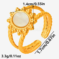 304 Stainless Steel with Natural Shell Cuff Open Rings for Women&nbsp;LD3534-3