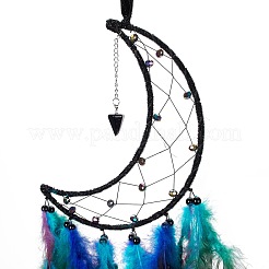 Iron Wire Woven Web/Net with Feather Pendant Decorations&nbsp;AJEW-B017-32