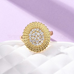 Brass Micro Pave Cubic Zirconia Cuff Rings&nbsp;RJEW-D323-04G