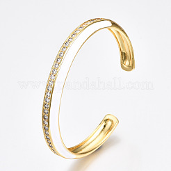 Brass Micro Pave Clear Cubic Zirconia Cuff Bangles&nbsp;BJEW-N302-004F-NF