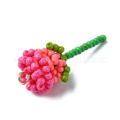 3Pcs Glass Seed Beaded Rose Pendants&nbsp;PALLOY-MZ00461