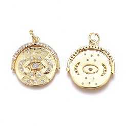 Brass Micro Pave Clear Cubic Zirconia Pendants&nbsp;X-ZIRC-O035-09G