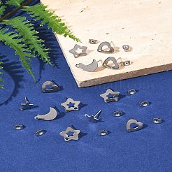 16Pcs 4 Styles 304 Stainless Steel Stud Earring Findings&nbsp;STAS-FS0001-85P
