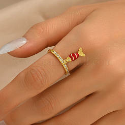 Brass Micro Pave Cubic Zirconia Cuff Open Rings for Women&nbsp;KA2813