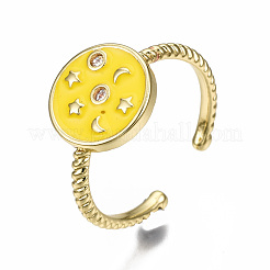 Brass Micro Pave Clear Cubic Zirconia Cuff Rings&nbsp;RJEW-N035-030-NF
