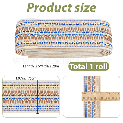 2.5 Yards Ethnic Style Jacquard Elastic Polyester Ribbon&nbsp;OCOR-GF0005-85A