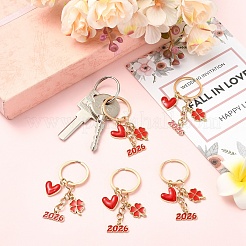 10Pcs Alloy Enamel Clover & Number 2026 & Heart Pendant Decorations&nbsp;KEYC-YW00284