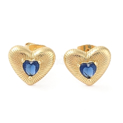 Rack Plating Brass with Cubic Zirconia Stud Earrings for Women&nbsp;EJEW-G394-05G-04