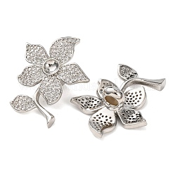 Brass Micro Pave Clear Cubic Zirconia Slide Charms&nbsp;KK-K422-10P