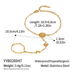 304 Stainless Steel Pave Clear Cubic Zirconia Sun Star Moon Hand Chain Ring Bracelets for Women&nbsp;JX0821