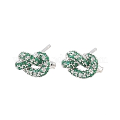knot Brass Micro Pave Cubic Zirconia Stud Earrings&nbsp;EJEW-C174-01P