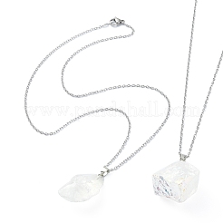 Natural Quartz Nugget Pendant Necklace with 304 Stainless Steel Chains&nbsp;NJEW-JN04385-01