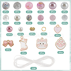 DIY Alloy Enamel Cat Charms & Glass Beads Bracelets Making Kits&nbsp;DIY-SC0030-79