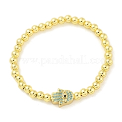 Brass Micro Pave Cubic Zirconia Beads Bracelets for Women&nbsp;BJEW-S158-09G