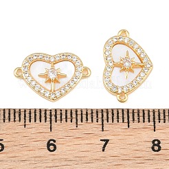 Brass Micro Pave Clear Cubic Zirconia Connector Charms&nbsp;SH-CBA16A6-01G