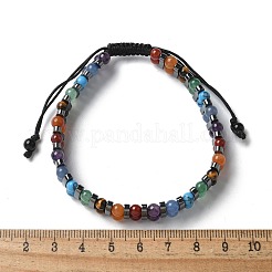 Natural & Synthetic Gemstone and Synthetic Hematite Adjustable Braided Bead Bracelets&nbsp;BJEW-H626-01-04