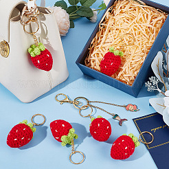6Pcs Handmade Crochet Wool Strawberry Keychains&nbsp;KEYC-NB00003