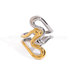 Unisex Stainless Steel Double Heart Open Ring with Gold Plating Jewelry Accessories&nbsp;WS7090-2