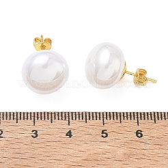 Brass & ABS Plastic Imitation Pearl Stud Earrings for Women&nbsp;PL-CBA760A-14B-G01