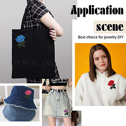 14Pcs 7 Colors Rose Flower Shape Computerized Embroidery Cloth Iron on/Sew on Patches&nbsp;PATC-CP0001-04