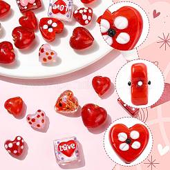 22Pcs 9 Styles Heart Theme Handmade Glass Beads&nbsp;FOIL-FS0001-04
