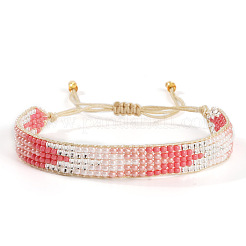 Arrow Glass Seed Bead Adjustable Bracelets. Nylon Thread Braided Bracelets for Women&nbsp;BT6903-4