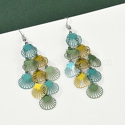 430 Stainless Steel Shell Shape Dangle Earrings&nbsp;EJEW-A137-03P-04