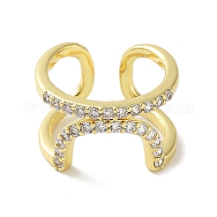 Rack Plating Brass Micro Pave Cubic Zirconia Cuff Rings&nbsp;RJEW-D025-10G