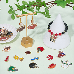 30Pcs 15 Styles Rugby Theme Alloy Enamel Pendants&nbsp;ENAM-SC0007-86