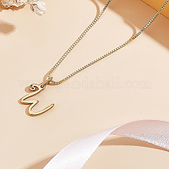 1pc Brass Chain & 304 Stainless Steel Letter Pendant Necklaces&nbsp;NJEW-LP0001-40W-G