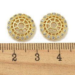 Rack Plating Brass Micro Pave Clear Cubic Zirconia Bead Caps&nbsp;KK-K386-12G