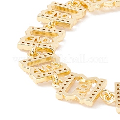 Clear Cubic Zirconia Rectangle with Word Love Link Chains Bracelet&nbsp;BJEW-I301-07G