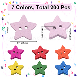2 Bag 200Pcs Dyed Wooden Buttons&nbsp;BUTT-GF0003-74