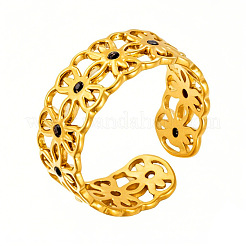 201 Stainless Steel Rhinestone Cuff Open Rings&nbsp;WG1EB26-01