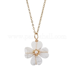 Natural & Synthetic Mixed Gemstone Clover Pendant Necklaces&nbsp;NJEW-JN05132