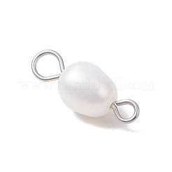 Natural Cultured Freshwater Pearl Rice Connector Charms&nbsp;PALLOY-JF04186-01