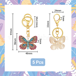 5Pcs Colorful Full Rhinestone Butterfly Pendant Keychain&nbsp;KEYC-PH01489