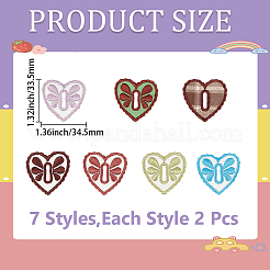 14Pcs 2 Bags Heart Polyester Embroidery Sew On Patches&nbsp;PATC-CY0001-74