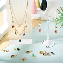 11Pcs 11 Colors Brass Micro Pave Cubic Zirconia Pendants&nbsp;KK-TA0001-97