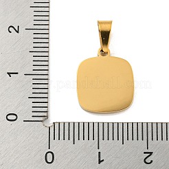 304 Stainless Steel Pave Natural White Shell Square Charms&nbsp;STAS-S130-01G