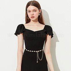 2Pcs 2 Colors Crystal Rhinestone Flower Link Chain Belts&nbsp;AJEW-CP0005-69