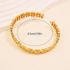 Vintage Brass Carved Four-Leaf Clover Hinged Cuff Bangles for Women&nbsp;BK9930