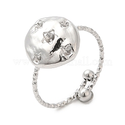 Tarnish Resistant 304 Stainless Steel Flat Round Open Cuff Ring Settings for Rhinestone&nbsp;RJEW-M149-33P