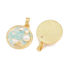 Brass Enamel Pendants&nbsp;KK-CBAEBFB-08G