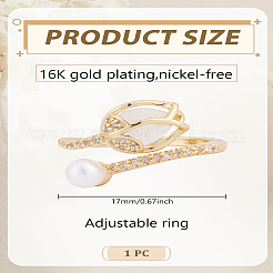 1Pc Brass Micro Pave Clear Cubic Zirconia Cuff Rings&nbsp;RJEW-LP0008-21