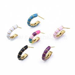 Enamel C-shape Stud Earrings&nbsp;EJEW-N052-05