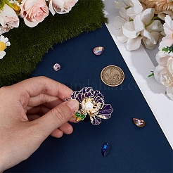 Flower Zinc Alloy Enamel Rhinestone Brooches&nbsp;JEWB-WH0001-53G-01
