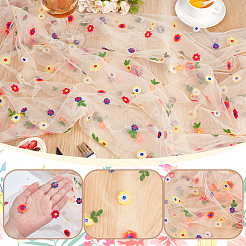 6 Yards Polyester Flower Mesh Embroidery Fabric&nbsp;DIY-NB0015-62