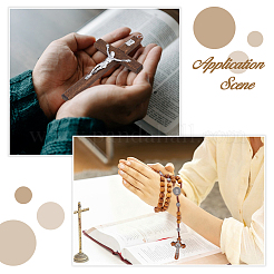 1Pc Cross Wood with Alloy Pendant Jesus Faith Sideways Crucifix Rosary Bead Necklaces for Men Women&nbsp;NJEW-DC0001-16