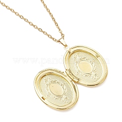 2Pcs 2 Colors Brass Oval Locket Pendant Necklaces&nbsp;NJEW-JN05905